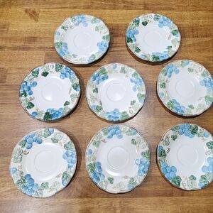 Metlox Poppytrail Sculptured Grape Saucers 6 1/4" (8)